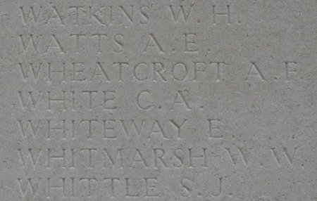 Charles White on the Tyne Cot Memorial, Ypres