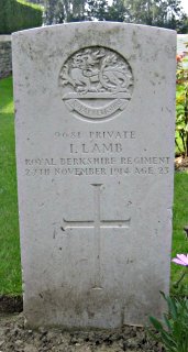 Isaac Lamb at Fauquissart Military Cemetery, Ypres