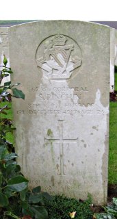 Sidney Pinchin at Rocquigny-Equancourt Road British Cemetery, Manancourt, Somme