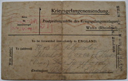 Prisoner of War postcard from Ernest Silvester